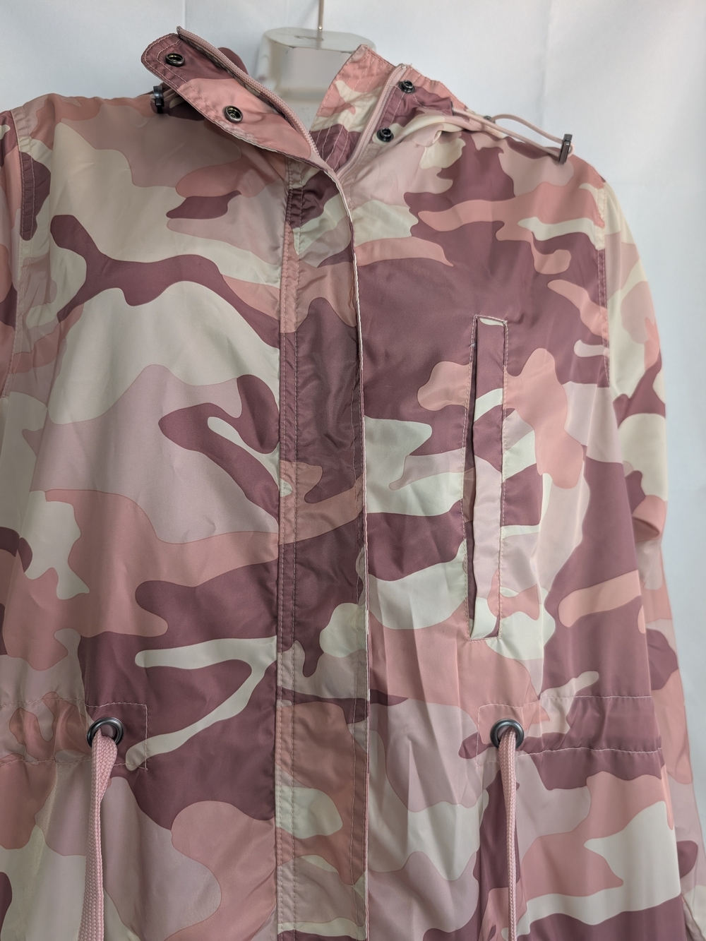 George Pink Camo Long Anorak Windbreaker Jacket Drawstring Waist - Picture 6 of 7